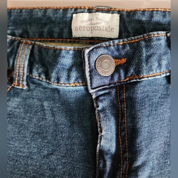 Very Soft Aeropostale Skinny Light Blue Jeans, Button Closure, LARGE - Picture 3 of 6